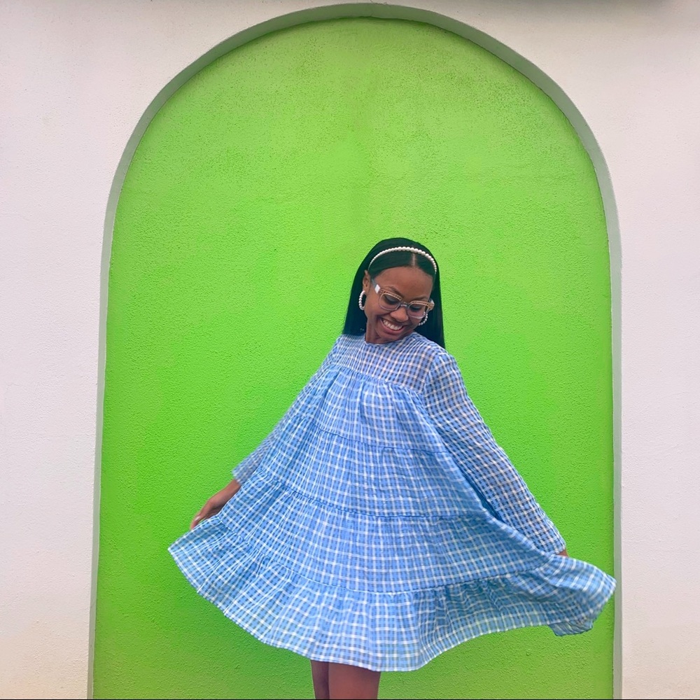 Ghospell Southern Hemisphere Plaid Babydoll Dress